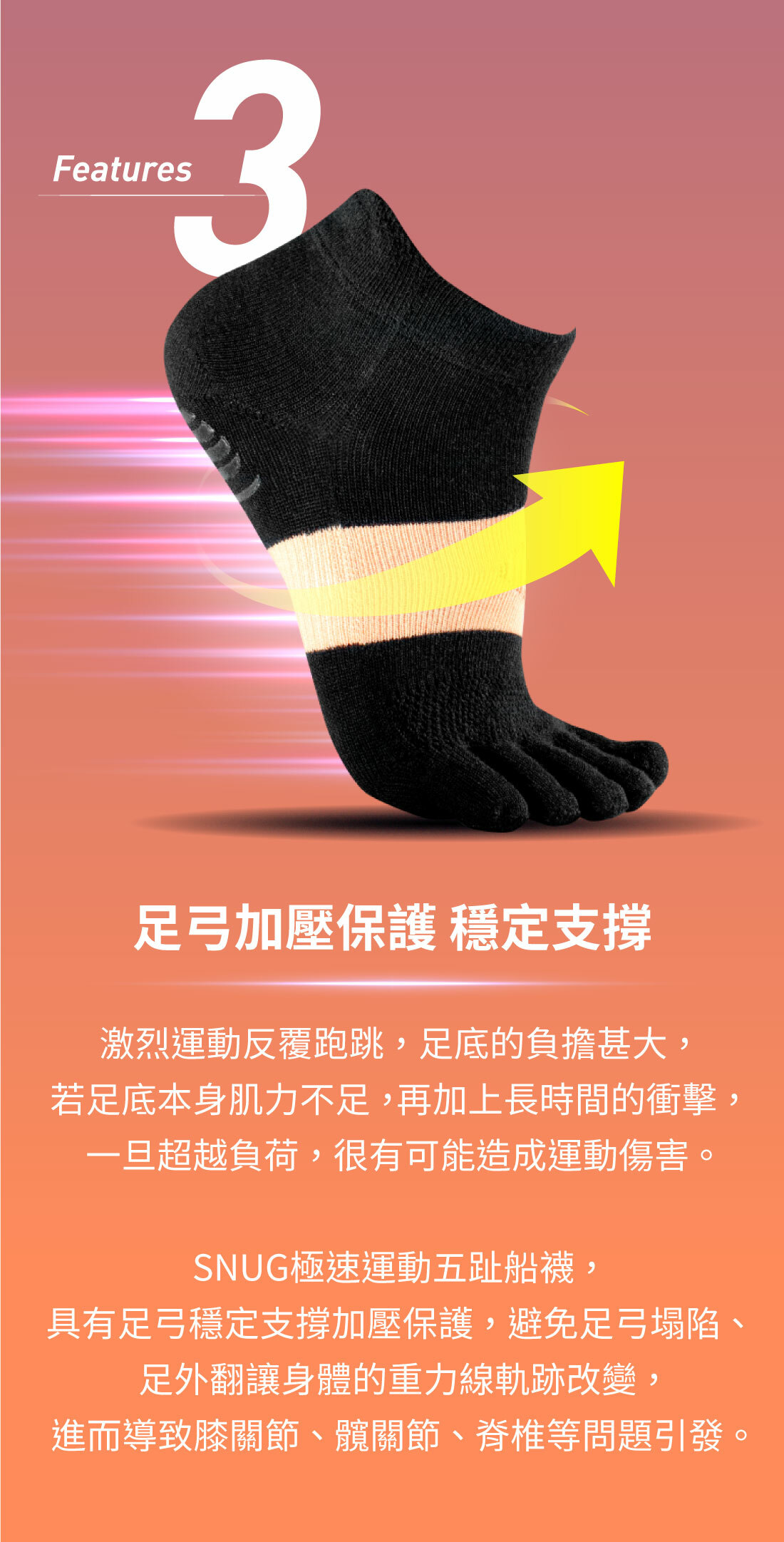 sNug Unisex Five-toed Healthy Cushion Sports Boat Socks 极速五指