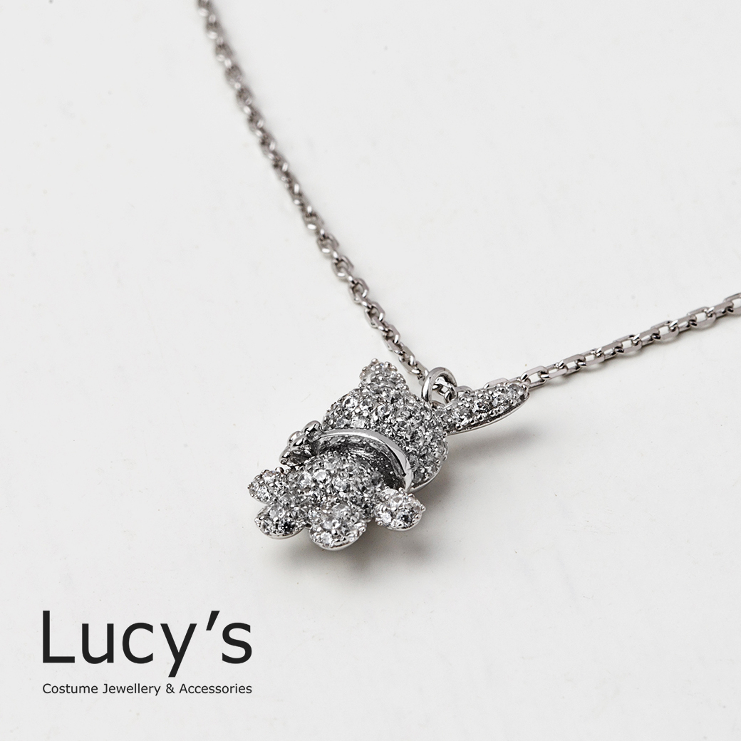 Lucys-925純銀小花圍巾兔項鍊(二色) (102334/103592)