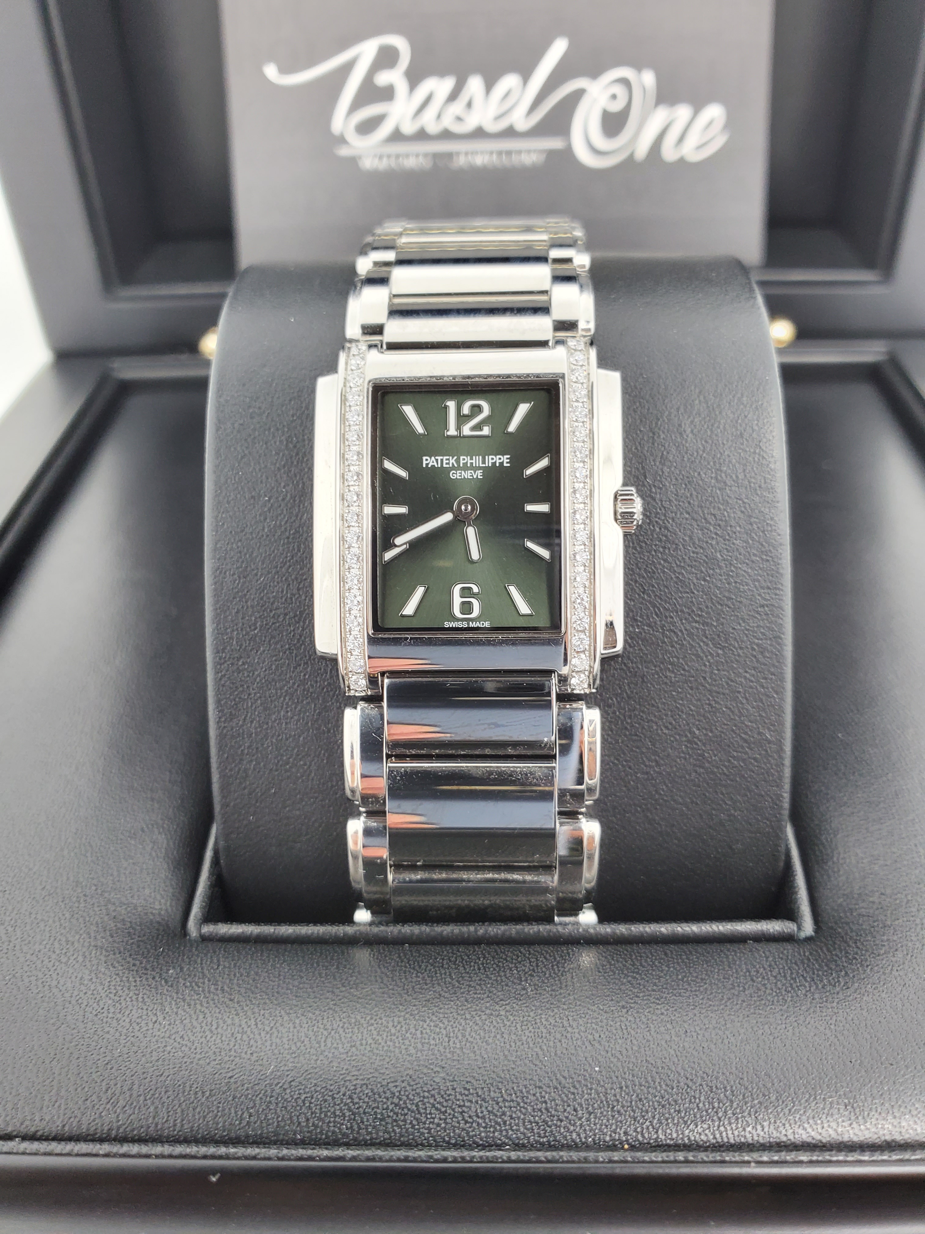 BRAND NEW 4910/1200A 4910 PATEK PHILIPPE TWENTY4 GREEN DIAL DIAMOND MANUAL WINDING 30 MM