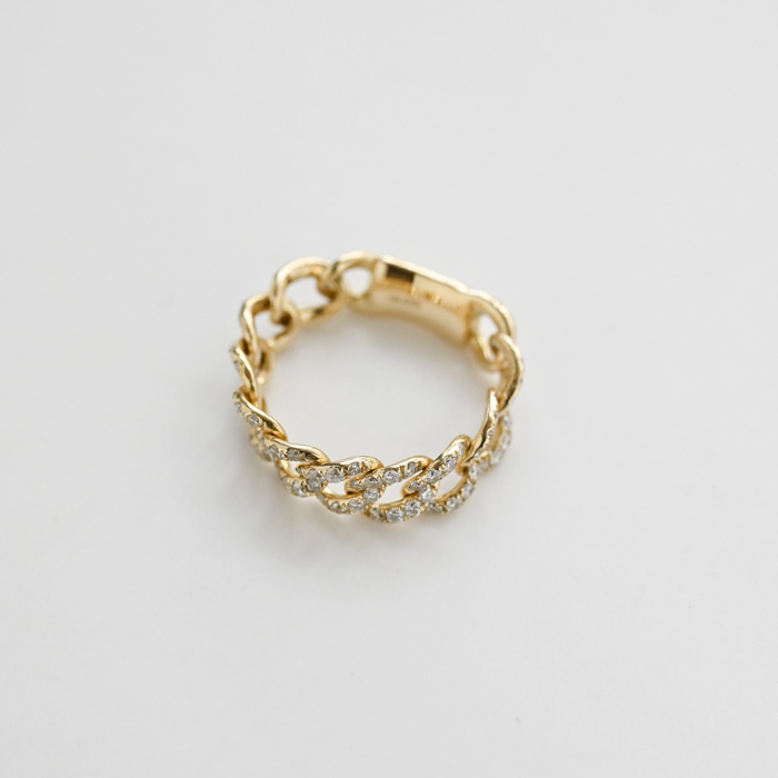18K Diamond Block Chain Ring