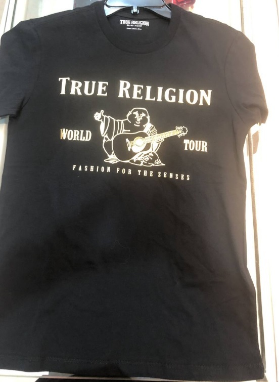 [S] TRUE RELIGION METALLIC BUDDHA SS TEE,BLACK, 103647-BLACK (STR55)