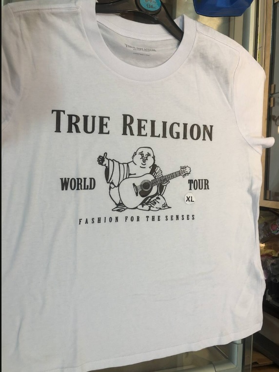 [S] TRUE RELIGION METALLIC BUDDHA SS TEE,OPTIC WHITE, 204864-OPTIC WHITE, FINAL SALE (STR60)