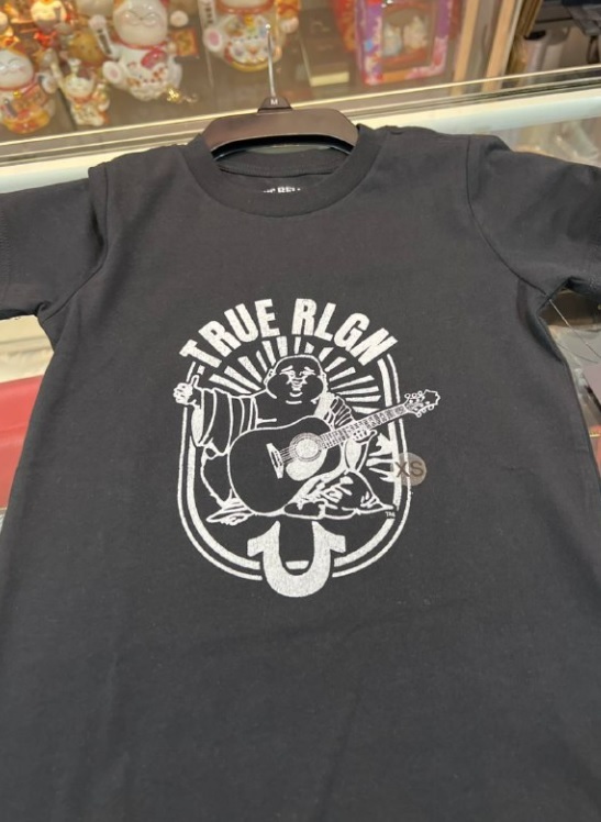 [S] TRUE RELIGION LULLABY BUDDHA LOGO TEE,ONYX, 300063-ONYX, FINAL SALE (STR63)