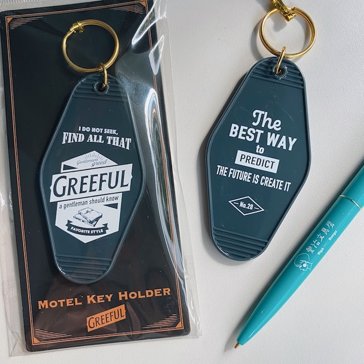 海軍藍 x 白色 Greeful復古飯店鑰匙圈