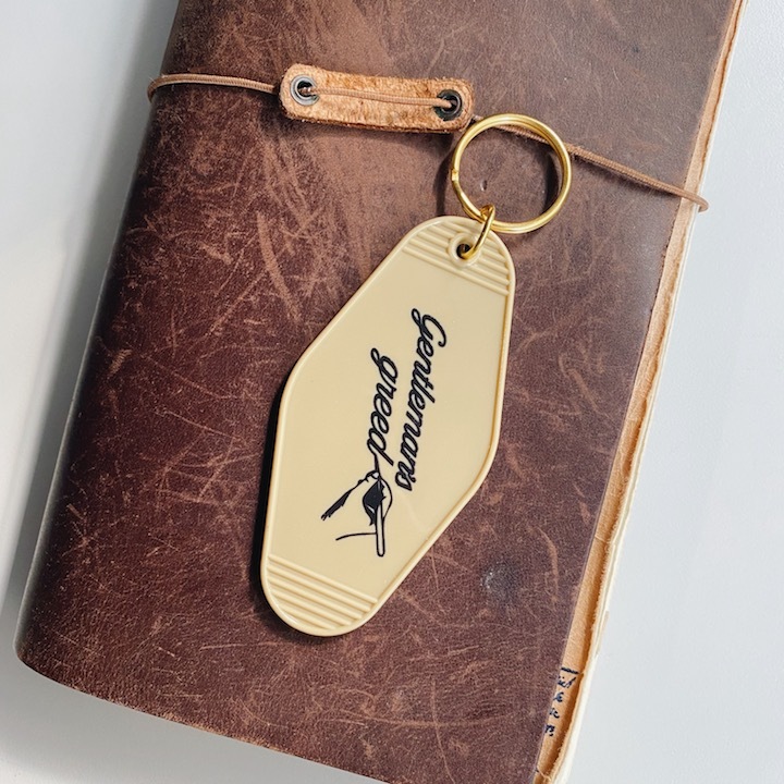 卡其米 x 黑色 Greeful復古飯店鑰匙圈