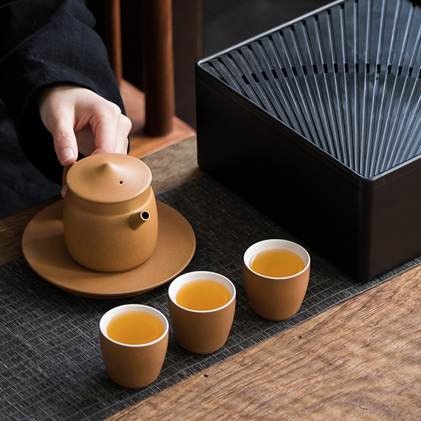 粗陶快客杯茶具旅行組