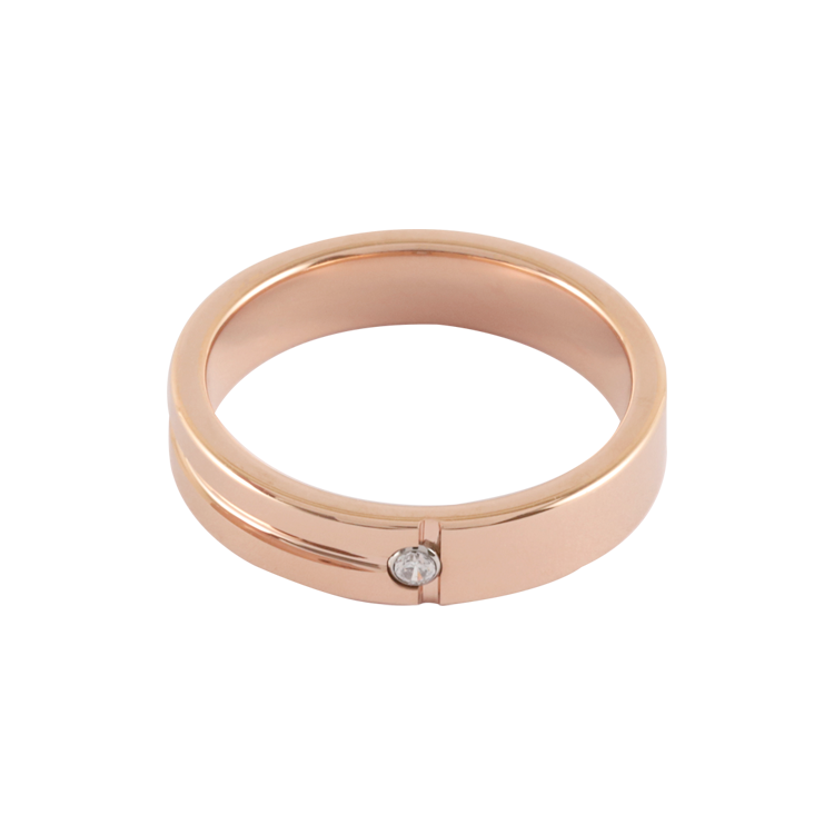 鎢鋼對戒，情侶戒指 極簡線條鑲鋯；玫瑰金極致動人光澤（2769男款）