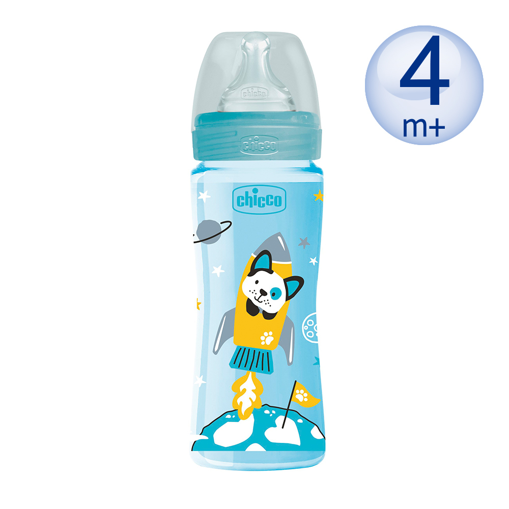 舒適哺乳-防脹氣PP奶瓶330ml(三孔)-帥氣男孩