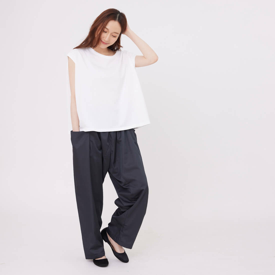 Alen大口袋鬆緊哈倫褲/碳黑