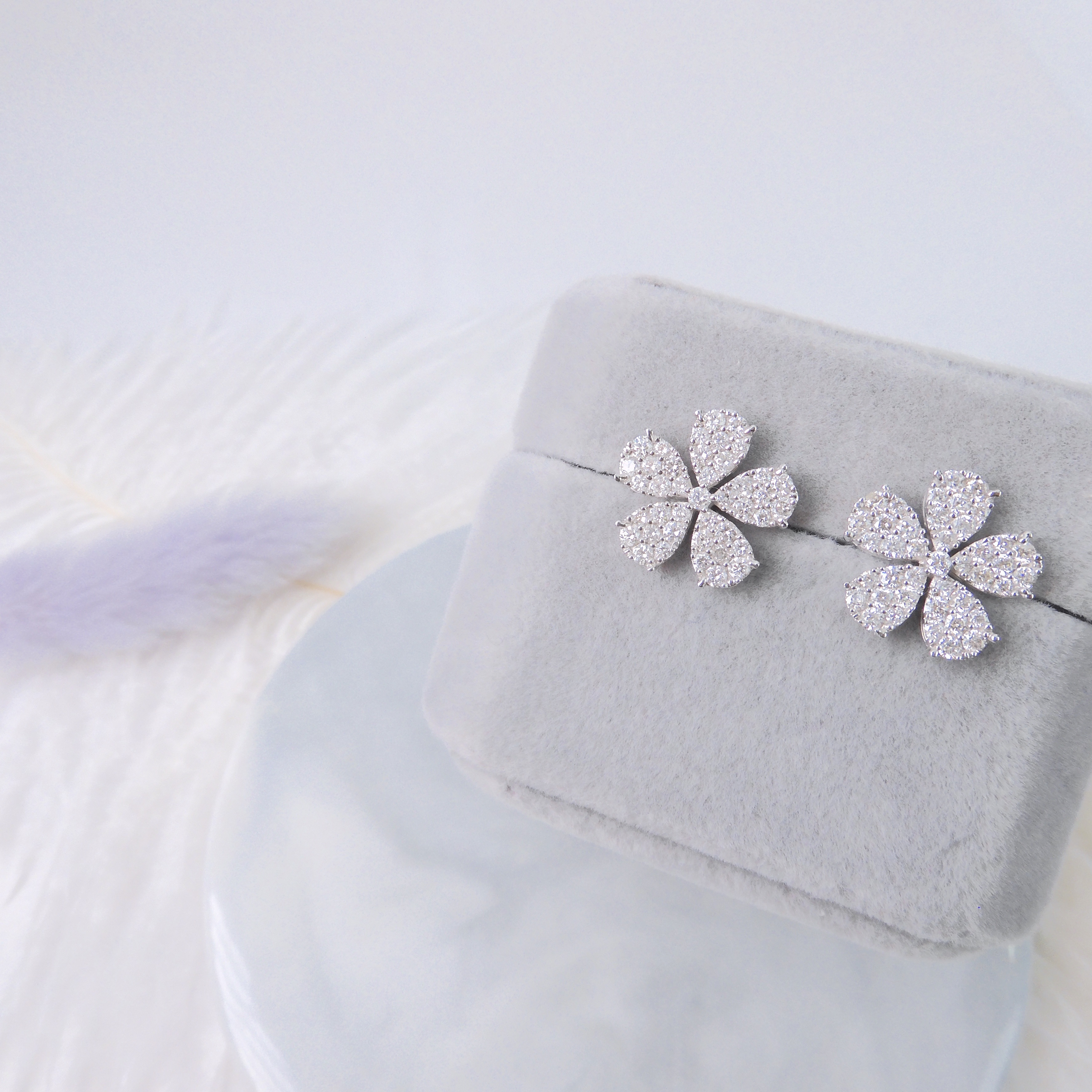 18K金 1ct 鑽石耳釘