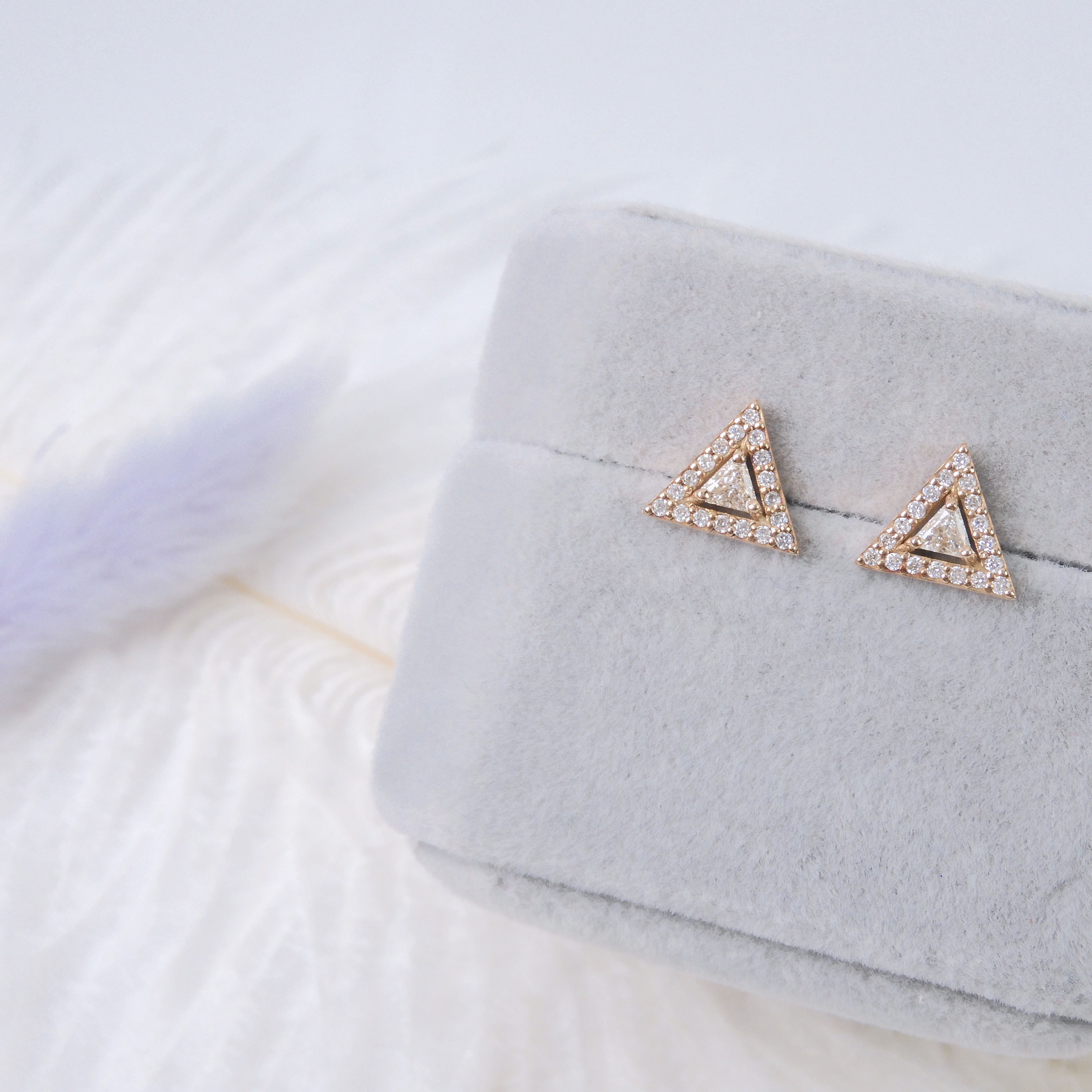 18K金 0.28ct 鑽石耳釘