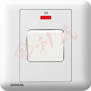 西門子 DELTA®seata 32A 單位雙極開關(帶霓虹燈指示器)(白/銀)