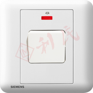 西門子 DELTA®seata 45A 單位雙極開關(帶霓虹燈指示器)(白/銀)