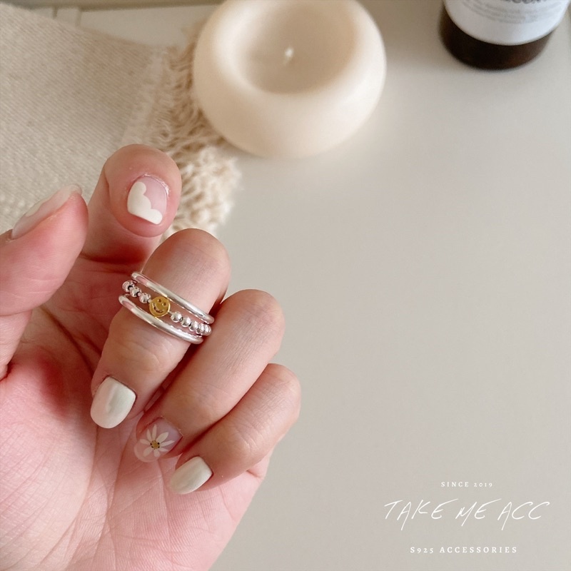 療癒系珠珠微笑｜純銀戒指