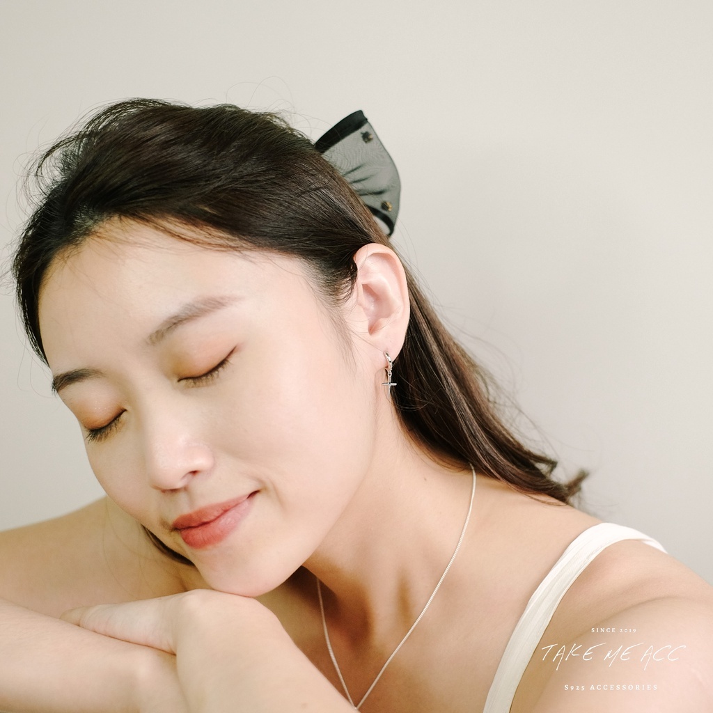 簡約十字｜全純銀耳環