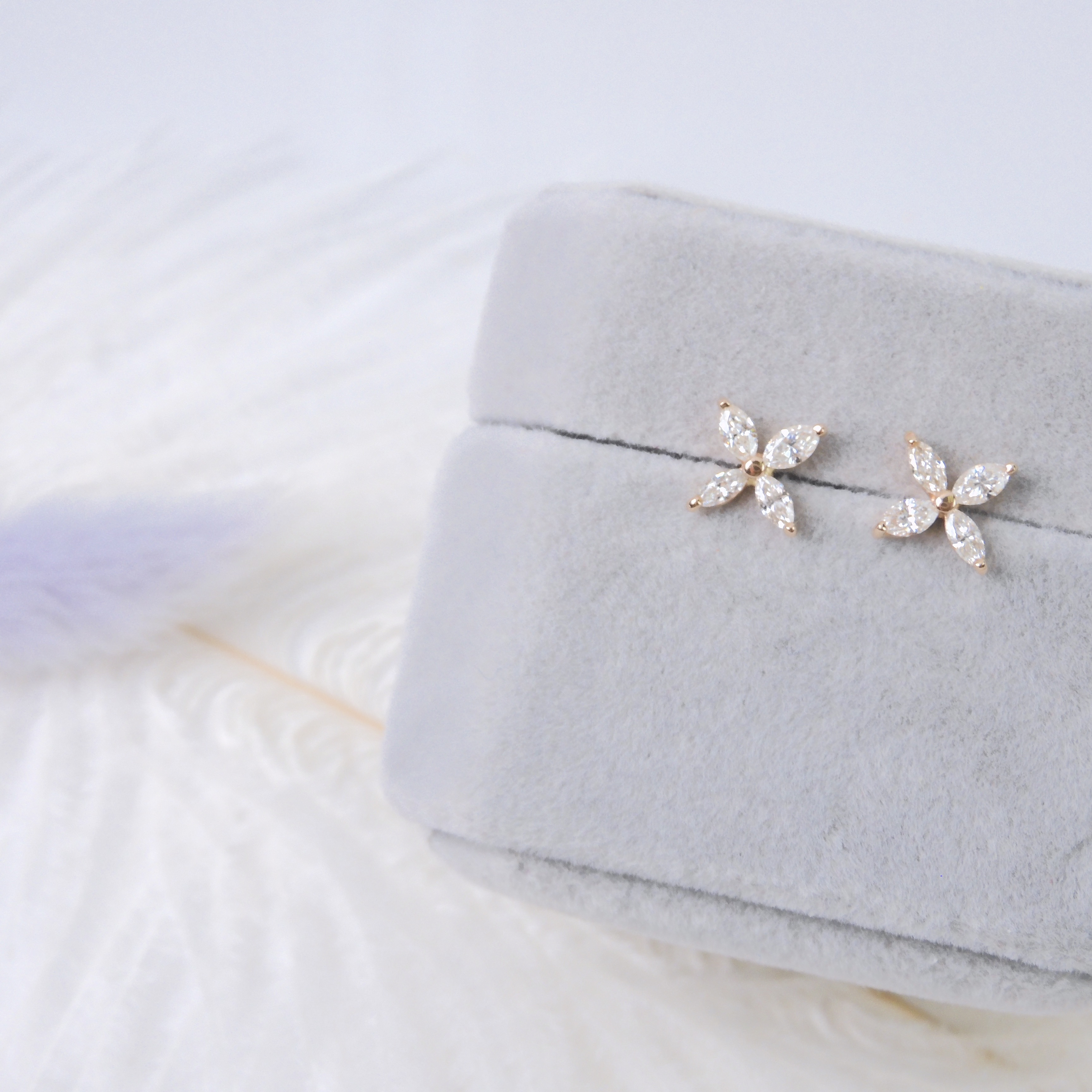 18K金 0.4ct 鑽石耳釘