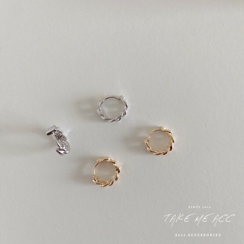 鏈條圈圈｜全純銀耳環