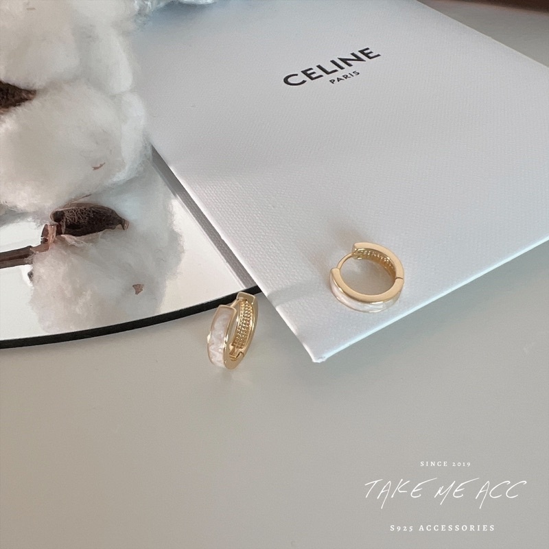 本尊超美的貝殼珠光圈圈｜全純銀耳環