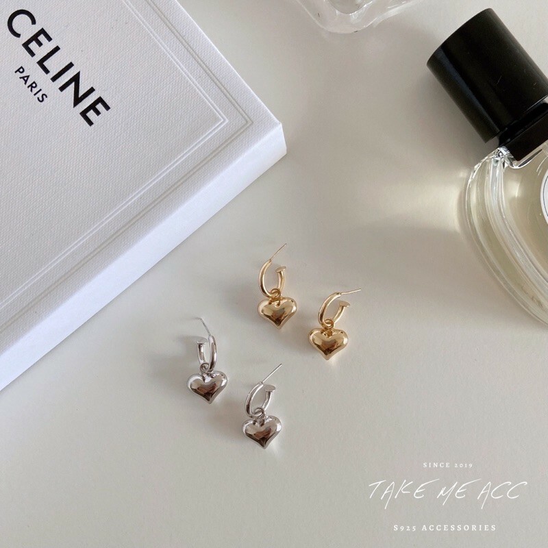 垂墜愛心｜全純銀耳環