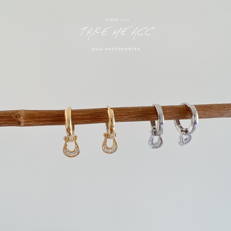 微垂墜馬蹄圈圈｜全純銀耳環