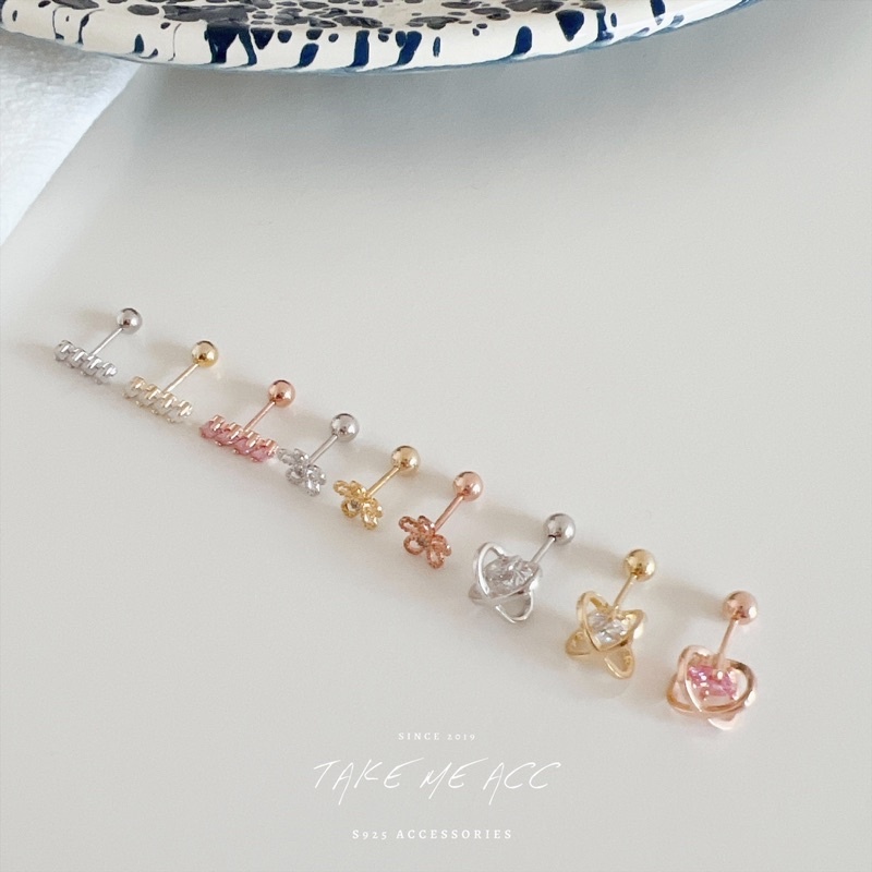 睡覺可以戴的螺旋耳釘｜全純銀耳環