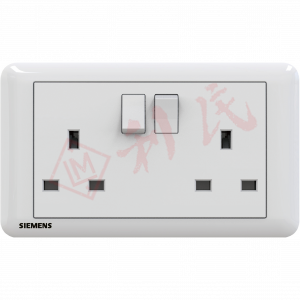 西門子 DELTA®seata 13A 雙位開關插座 (白/銀)