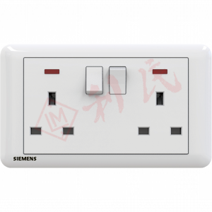 西門子 DELTA®seata 13A 雙位開關插座(帶霓虹燈指示器) (白/銀)