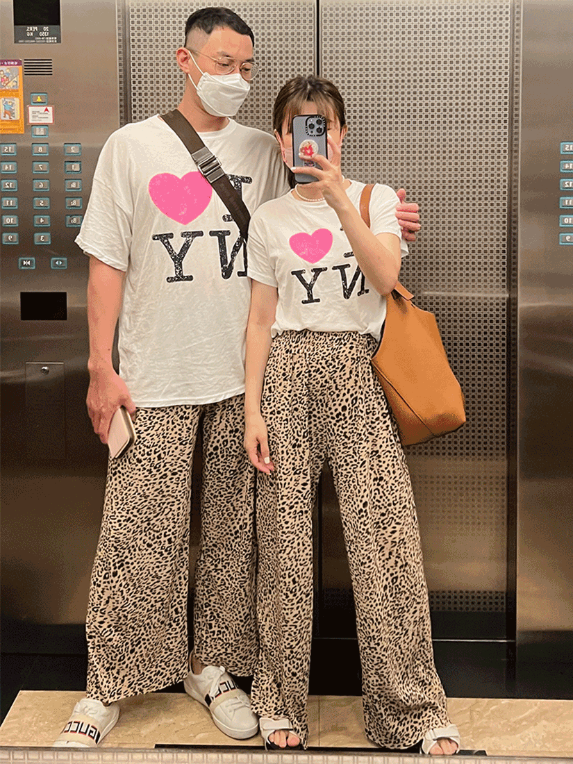 [現貨]俏皮童趣豹紋細褶長褲(大人) [ Free ]