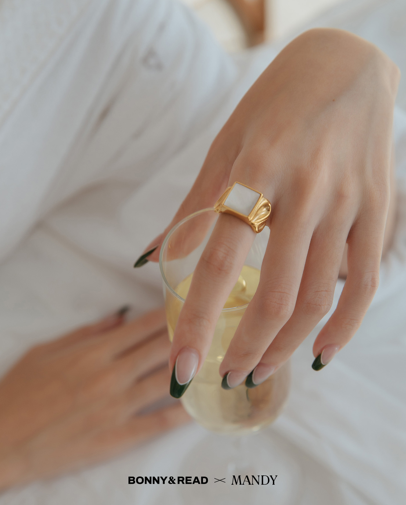 夏曼娣聯名,鈦鋼鍍18K金,戒指