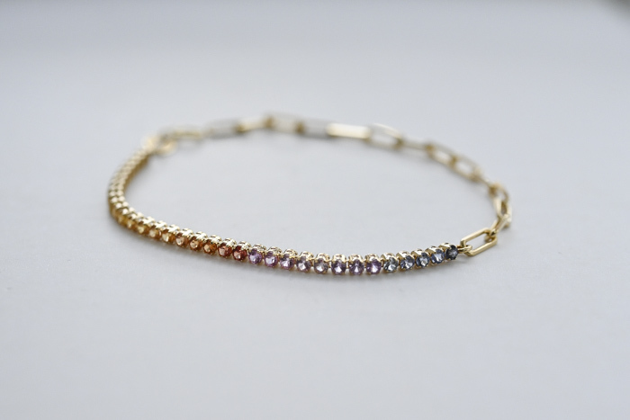 18K Rainbow Sapphire Bracelet & Block Chain