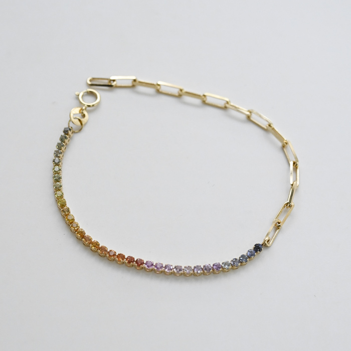 18K Rainbow Sapphire Bracelet & Block Chain