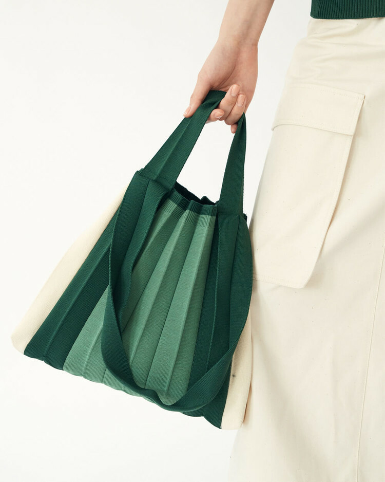 PLEATS MAMA 2-way Shopper Bag - Deep green