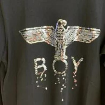 [S] BOYLONDON BLING BIG LOGO T-SHIRT, BLACK/SILVER, B92TS1105U98 (SBB32)