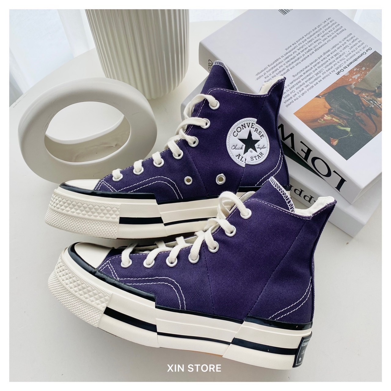 【現貨】Converse 1970 Chuck Plus 解構 高筒 厚底 奶油底 帆布鞋 葡萄紫