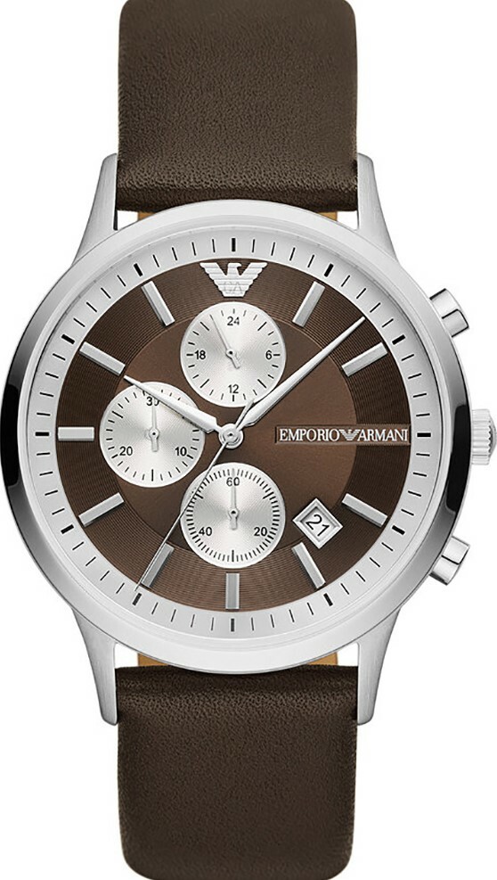 萬年鐘錶 - ARMANI  亞曼尼  精品腕錶  街頭三眼皮革男錶  AR11490   錶徑43MM