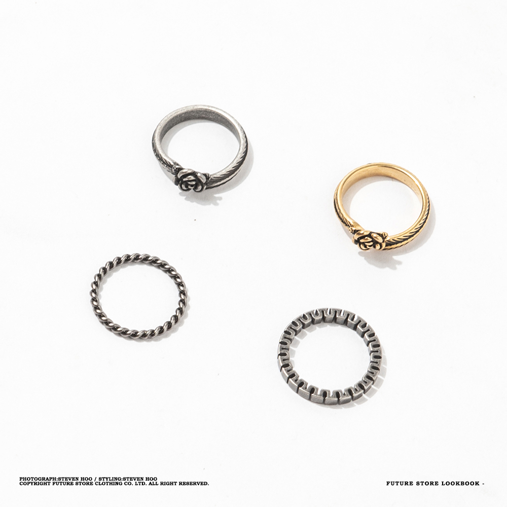 嘻哈街頭 手工打造螺紋 簡約戒指 尾戒