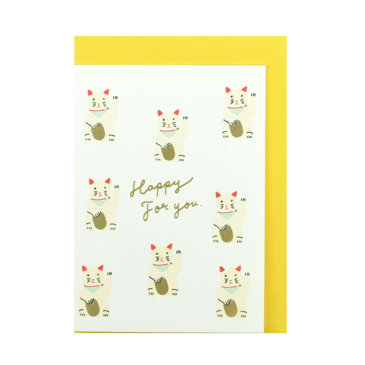 招財貓 燙金凸版印刷賀卡 萬用卡片｜日本Greeting Life