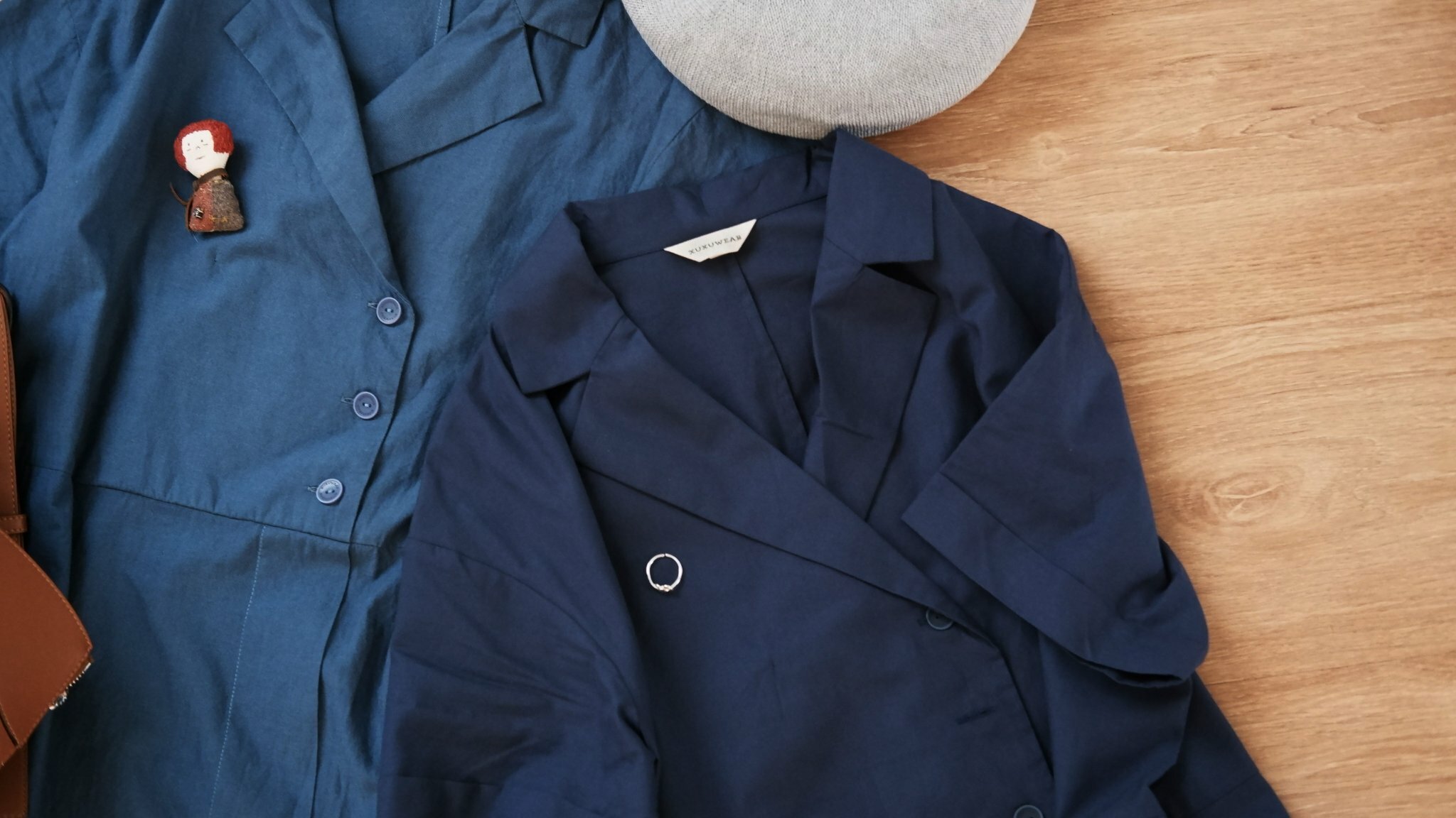 植染舒爽開襟洋裝-藍草