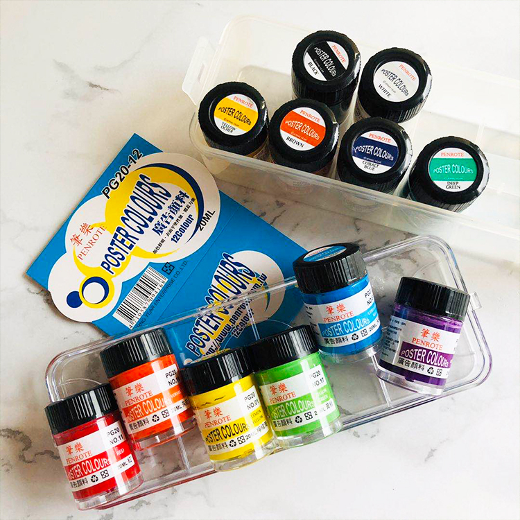 【PENROTE筆樂】12色 廣告顏料 (20cc/瓶)