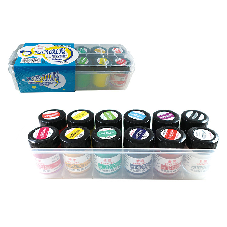 【PENROTE筆樂】12色 廣告顏料 (20cc/瓶)