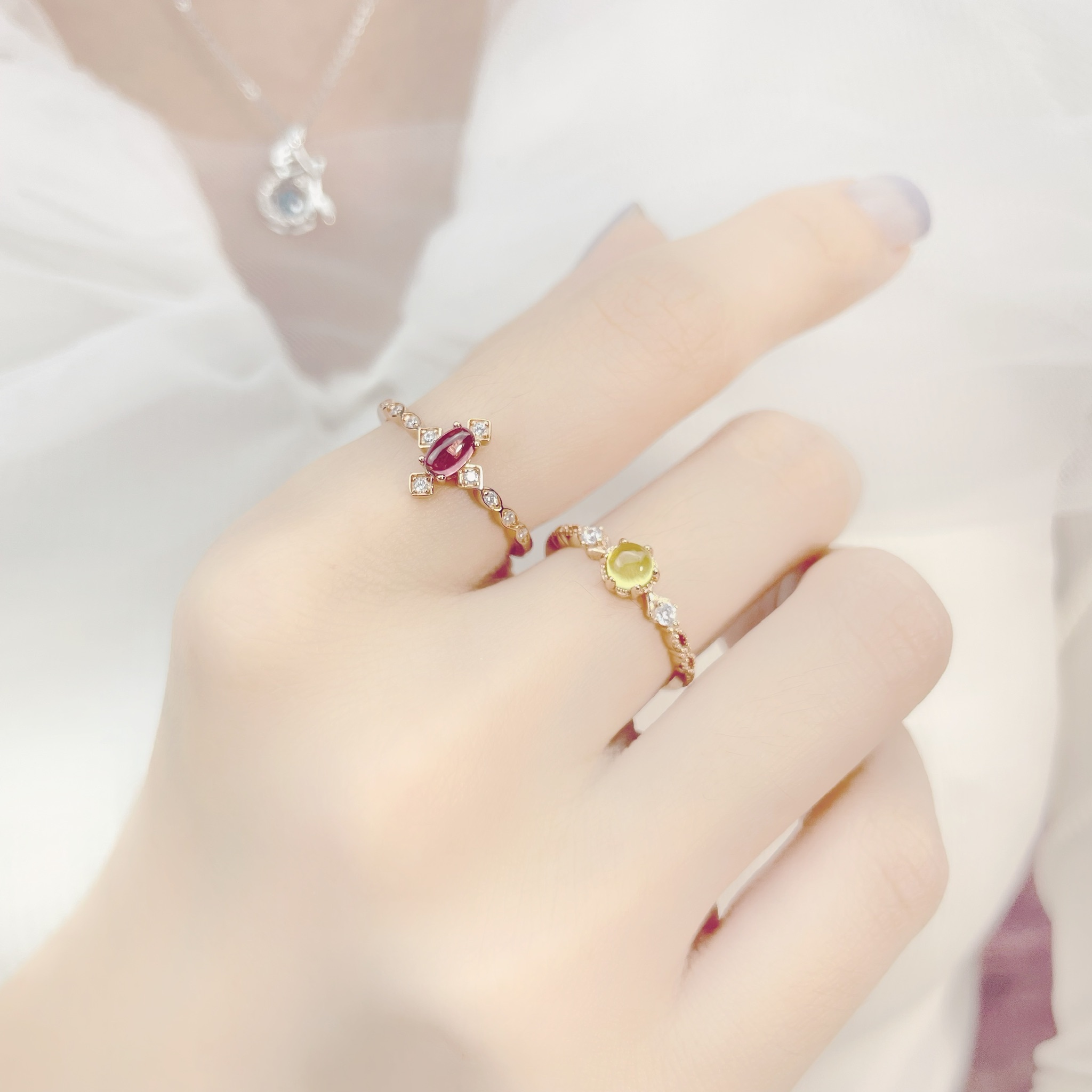 | 925 Silver・Rose Gold・Garnet | Lit All Goodness Ring | RI0427 |