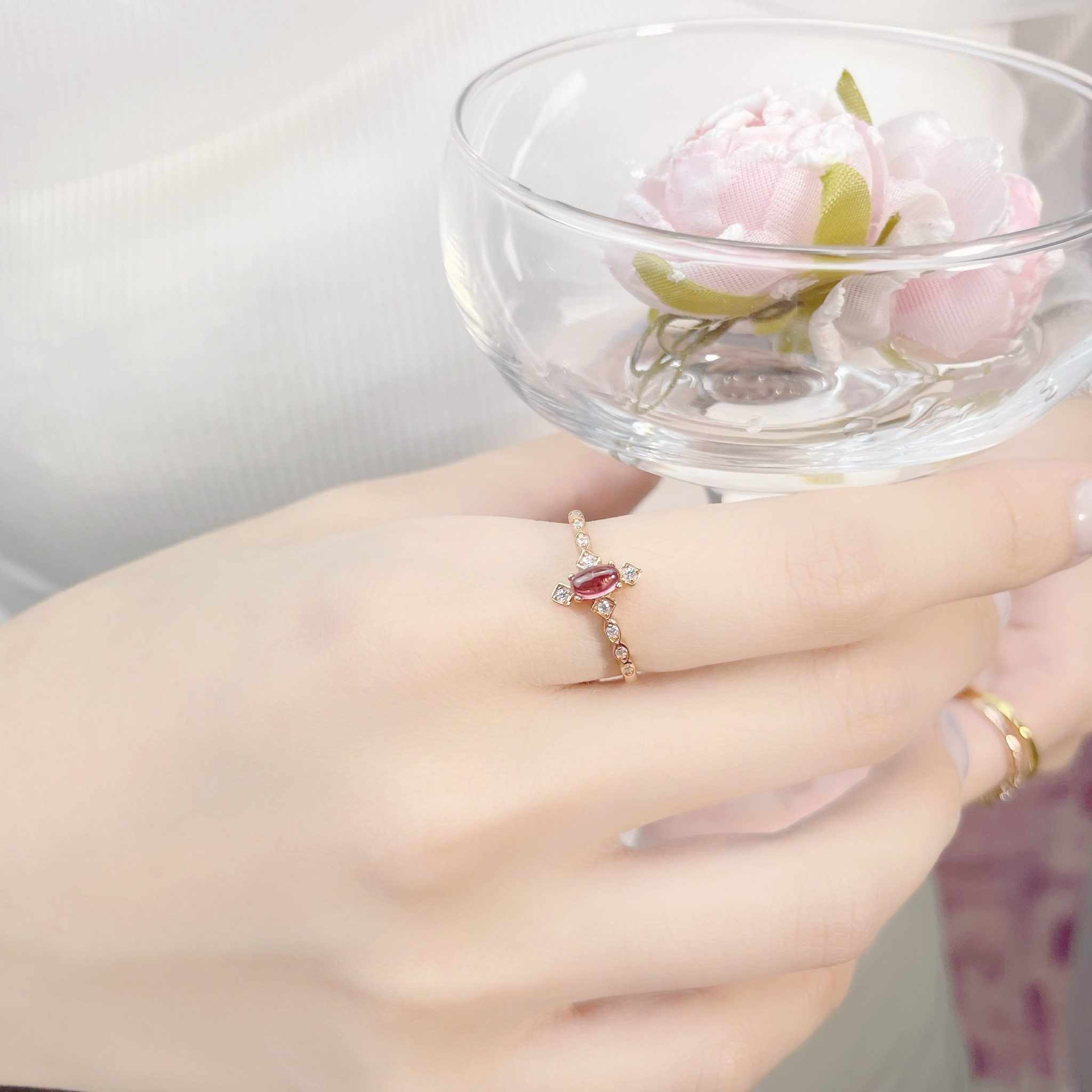 | 925 Silver・Rose Gold・Garnet | Lit All Goodness Ring | RI0427 |