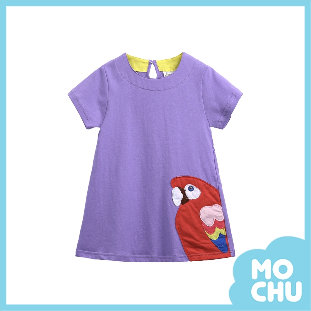 鮮豔鸚鵡貼布連身裙