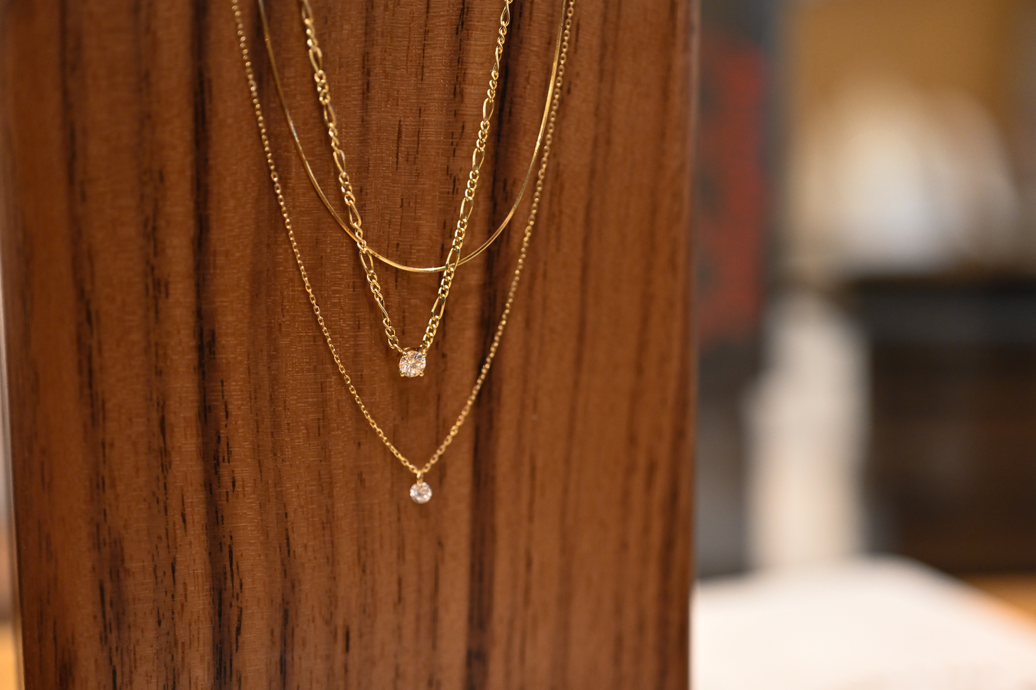 18K 1mm Figaro Diamond Necklace