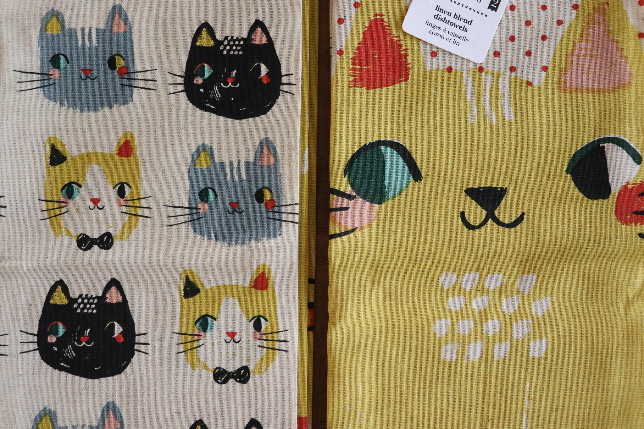 Now Designs 可愛的貓咪 餐墊 家事巾 兩入組