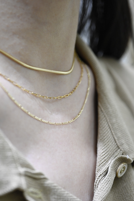 18K 1mm Figaro Plain Necklace