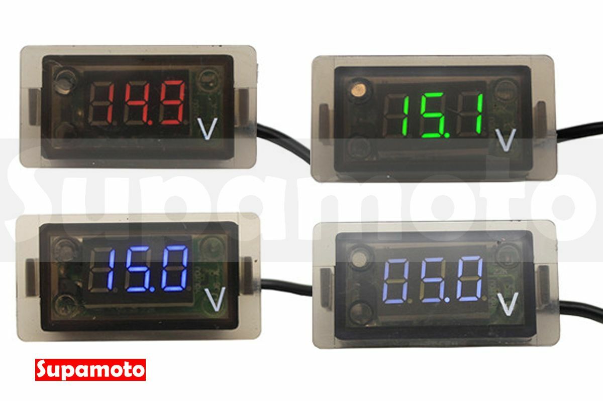 -Supamoto- 電壓錶 A款 LED嵌入型 防水 防震 電壓 12V 12伏特 摩托車 機車 改裝 通用
