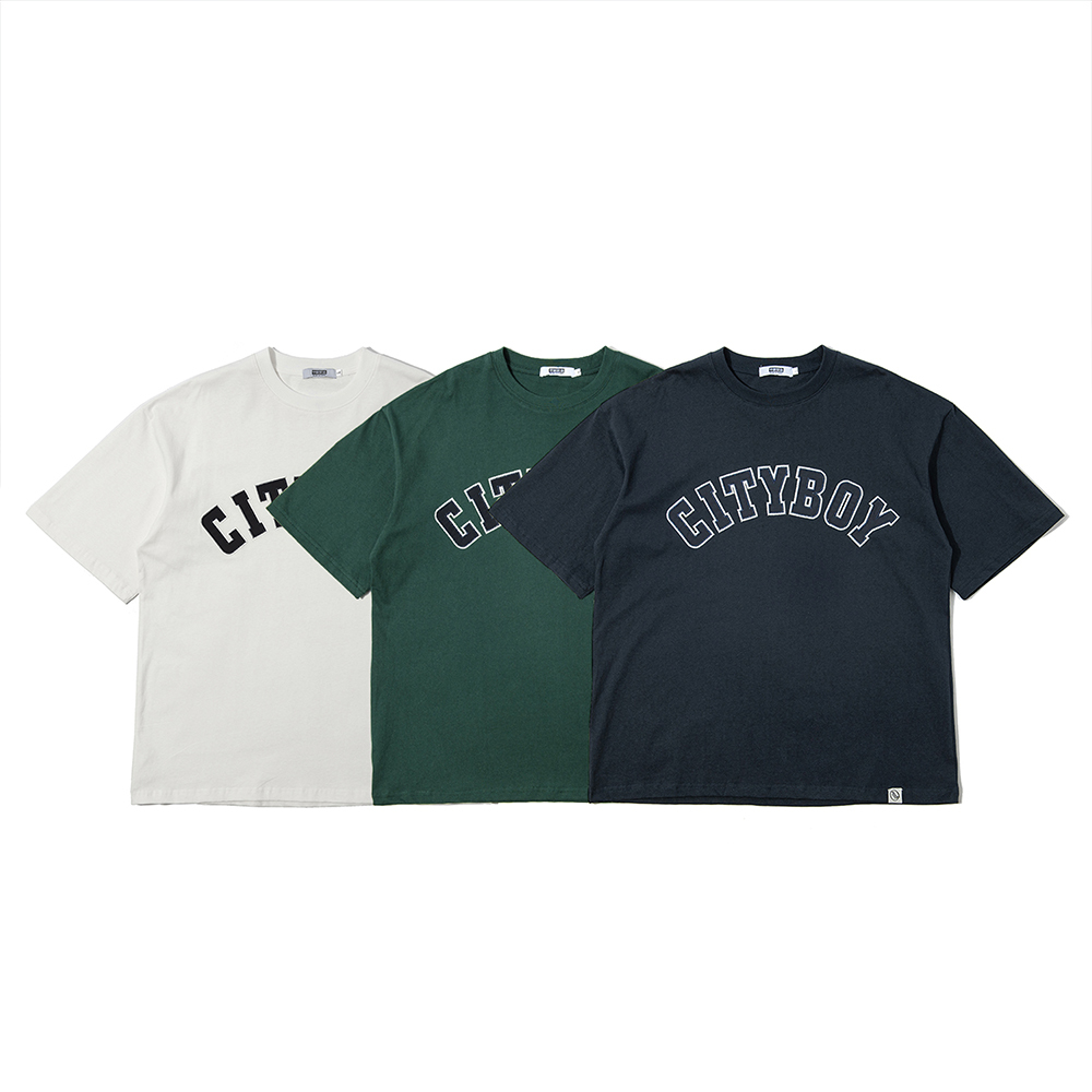 Urban City Boy 縫繡立體 高磅 落肩短T