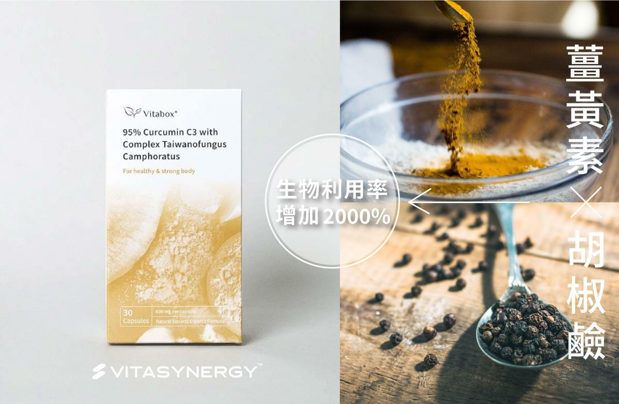 VitaSynergy™ 薑黃素 x 胡椒鹼 ➞ 生物利用率增加 2000%