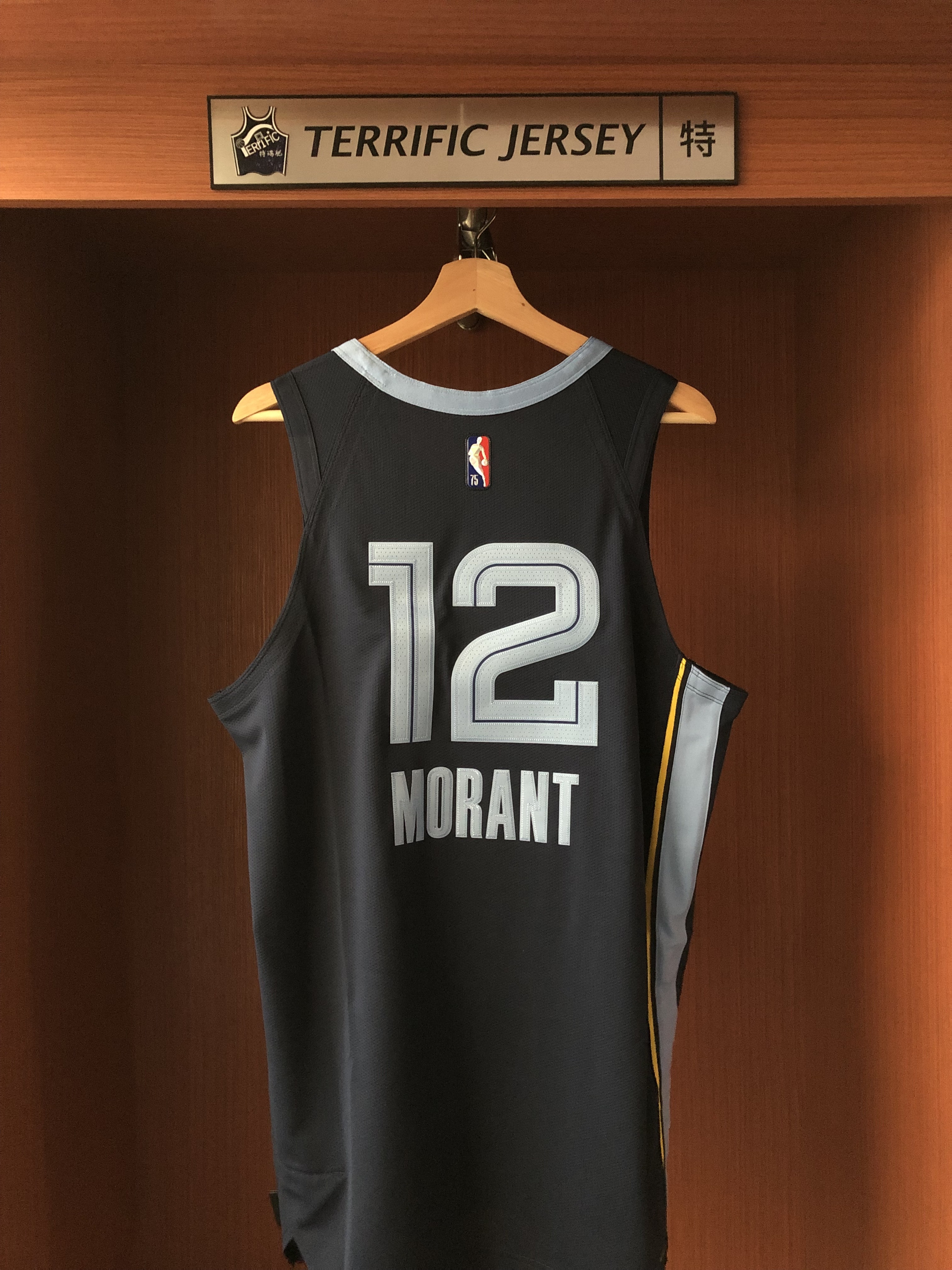NBA球衣  Ja Morant 曼菲斯灰熊深藍 75周年 鑽石標 Icon Nike Authentic 球員版 電繡 全新
